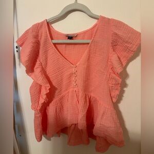 Pink American Eagle flowy ruffled top